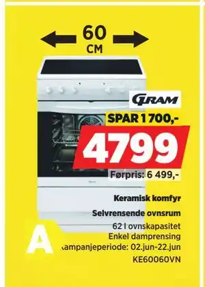 POWER Keramisk komfyr tilbud