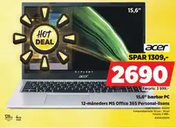 POWER 15,6 bærbar PC tilbud