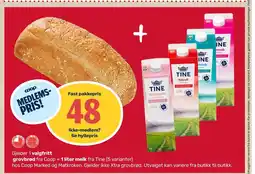 Coop Marked Grovbrød fra coop + 1 liter melk tilbud