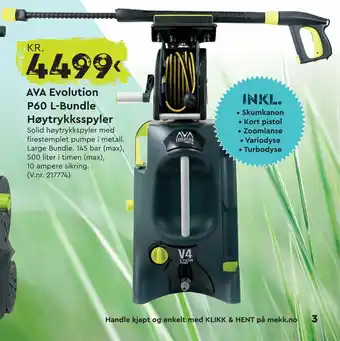 Mekk AVA Evolution P60 L-Bundle Høytrykksspyler tilbud