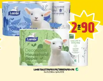 Coop Prix LAMBI TOALETTPAPIR 8 PK/TØRKEPAPIR 4 PK tilbud