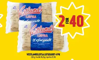 Coop Prix VESTLANDSLEFSA LEFSEGODT 4 PK tilbud