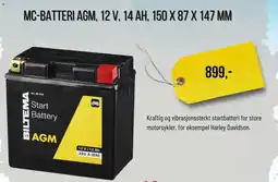 Biltema MC-BATTERI AGM, 12 V, 14 AH, 150 X 87 X 147 MM tilbud