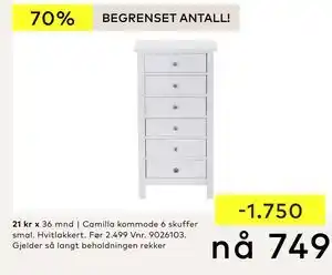 Skeidar Camilla kommode tilbud