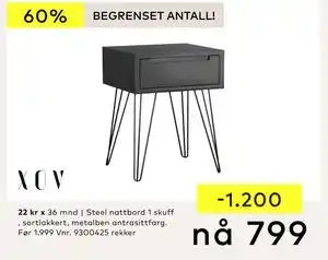 Skeidar Steel nattbord tilbud