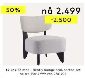 Skeidar Bently lounge stol tilbud