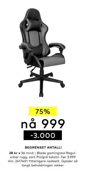 Skeidar Blade gamingstol tilbud