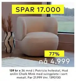 Skeidar Patricia hvilestol tilbud