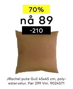 Skeidar JRachel pute Gull 45x45 cm, polyestervelur tilbud