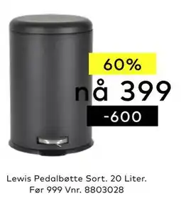 Skeidar Lewis Pedalbøtte Sort tilbud