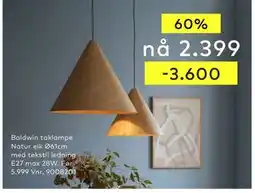 Skeidar Baldwin taklampe tilbud