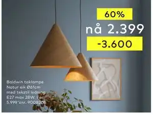 Skeidar Baldwin taklampe tilbud