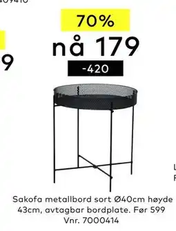 Skeidar Sakofa metallbord sort tilbud