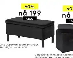 Skeidar Luce Oppbevaringspall Sort velur tilbud