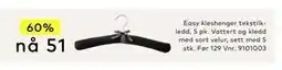 Skeidar Easy kleshenger tekstilkledd, 5 pk tilbud