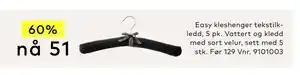 Skeidar Easy kleshenger tekstilkledd, 5 pk tilbud