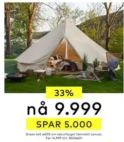 Skeidar Green telt ø600 cm naturfarget tilbud