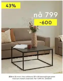 Skeidar Nox sofabord, 80 x 80 tilbud