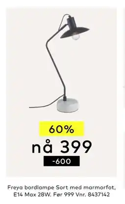 Skeidar Freya bordlampe tilbud