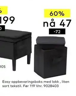 Skeidar Easy oppbevaringsboks med lokk, liten sort tekstil tilbud