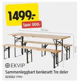 Jula Sammenleggbart benkesett Tre deler tilbud