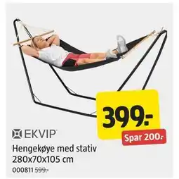 Jula Hengekøye med stativ 280x70x105 cm tilbud