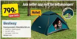 Jula Firemannstelt 210x240x138 cm tilbud