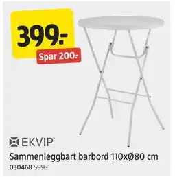 Jula Sammenleggbart barbord 110xØ80 cm tilbud
