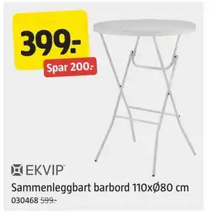 Jula Sammenleggbart barbord 110xØ80 cm tilbud