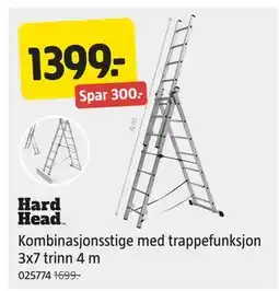 Jula Kombinasjonsstige med trappefunksjon 3x7 trinn 4 m tilbud