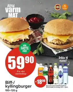Spar Biff-/ kyllingburger tilbud
