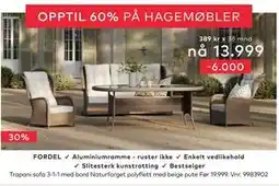 Skeidar Trapani sofa 3-1-1 med bord tilbud