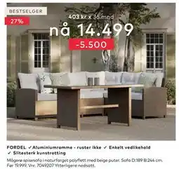 Skeidar Mågerø spisesofa tilbud
