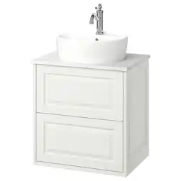 IKEA TÄnnforsen / tÖrnviken Servantskap m skuffer/servant/kran, hvit/hvit marmormønstret, 62x49x79 cm tilbud