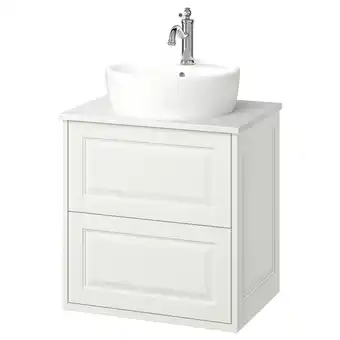 IKEA TÄnnforsen / tÖrnviken Servantskap m skuffer/servant/kran, hvit/hvit marmormønstret, 62x49x79 cm tilbud