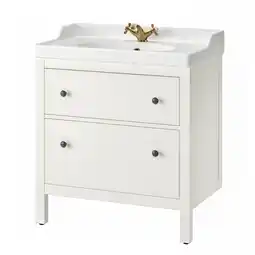 IKEA Hemnes / rutsjÖn Servantskap m skuffer/servant/kran, hvit, 82x49x95 cm tilbud