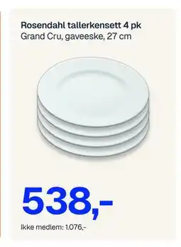 Jernia Rosendahl tallerkensett 4 pk tilbud