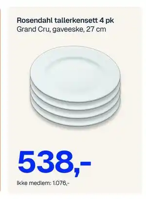 Jernia Rosendahl tallerkensett 4 pk tilbud