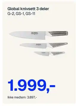 Jernia Global knivsett 3 deler tilbud
