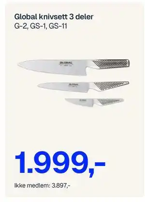 Jernia Global knivsett 3 deler tilbud