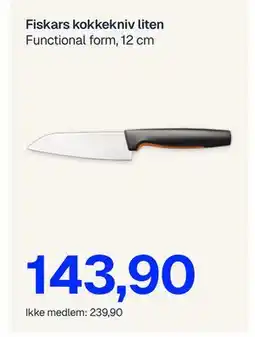 Jernia Fiskars kokkekniv liten Functional form, 12 cm tilbud
