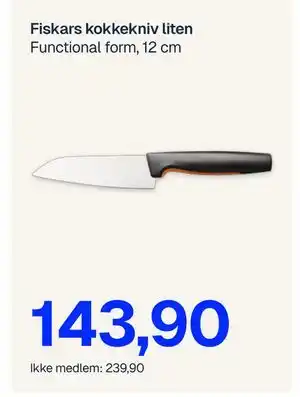 Jernia Fiskars kokkekniv liten Functional form, 12 cm tilbud