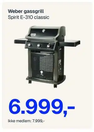 Jernia Weber gassgrill Spirit E-310 classic tilbud