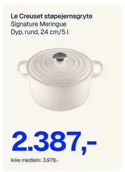 Jernia Le Creuset støpejernsgryte tilbud