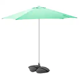 IKEA HÖgÖn / iggÖn Parasoll med fot, lys grønn/mørk grå, 270 cm tilbud