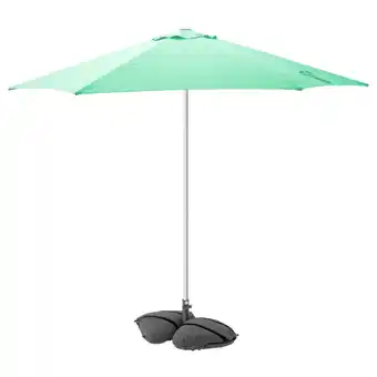 IKEA HÖgÖn / iggÖn Parasoll med fot, lys grønn/mørk grå, 270 cm tilbud