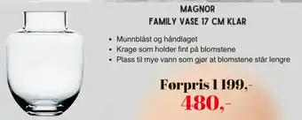 Kitch'n Magnor family vase klar tilbud