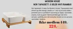 Kitch'n Modern house nor tapassett 5 deler hvit/bambus tilbud