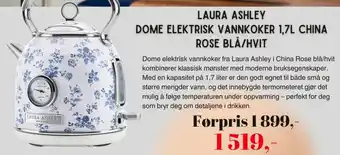 Kitch'n Laura Ashley dome elektrisk vannkoker china rose blå/hvit tilbud