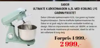 Kitch'n Sabor ultimate kjøkkenmaskin med kobling lys grønn/frostet tilbud